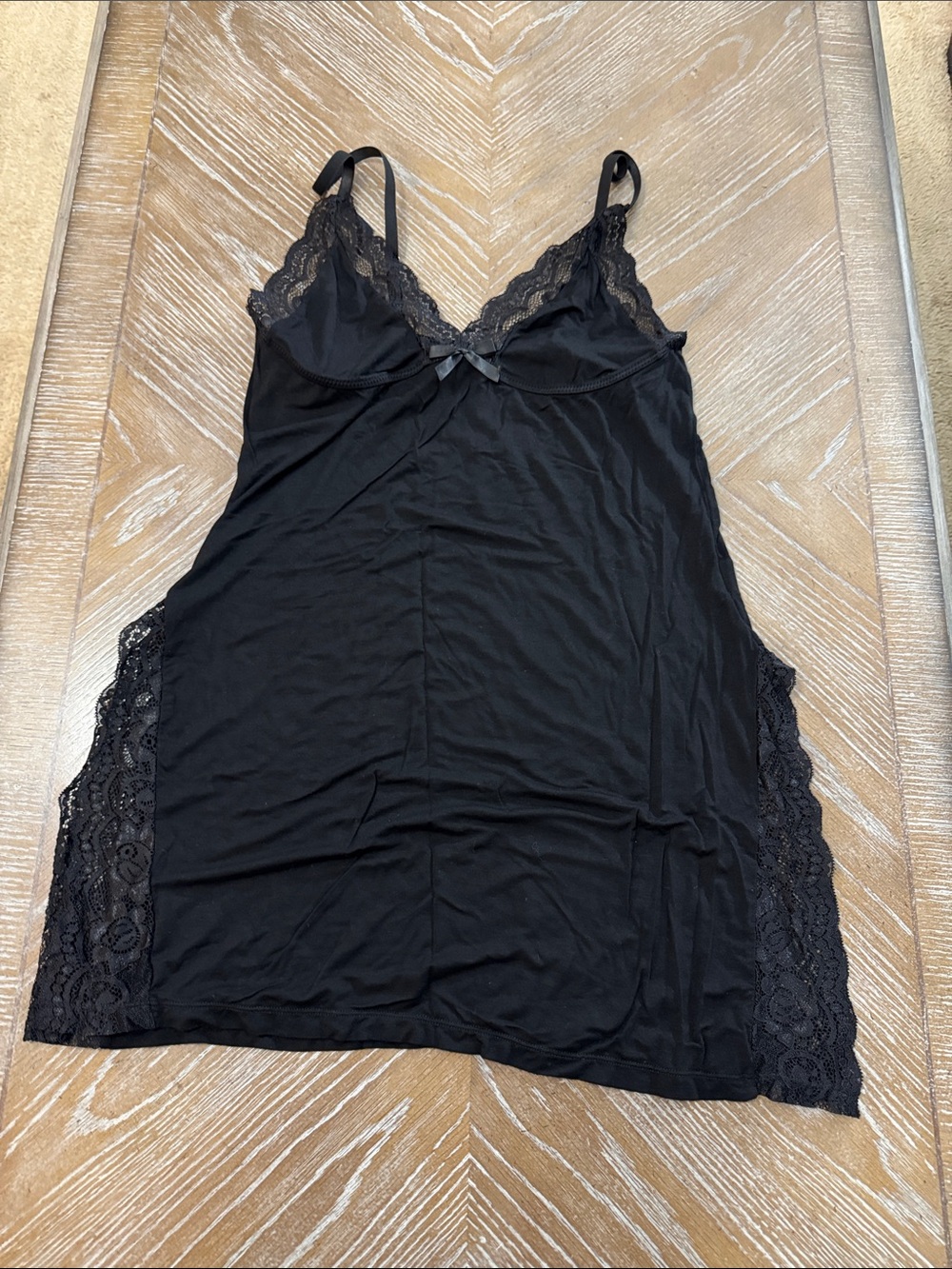 Black Lace Trim Chemise Slip - Women Intimates